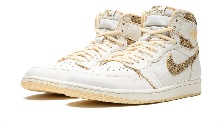 Jordan White & Gold Glitter High-Top Sneakers