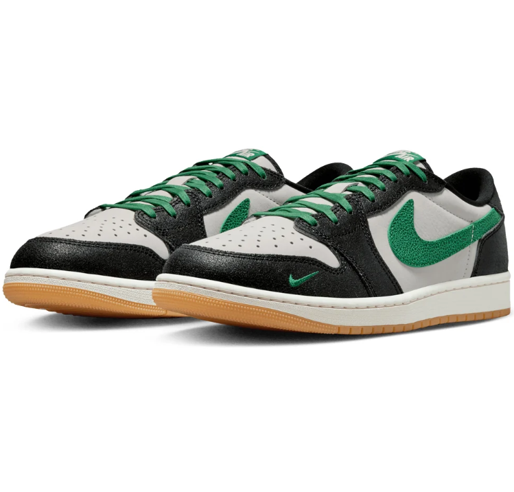Jordan Black, White & Green Low-Top Sneakers