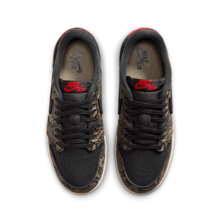 Air Jordan Low-Top Sneakers – Black & Gold Graphic Print