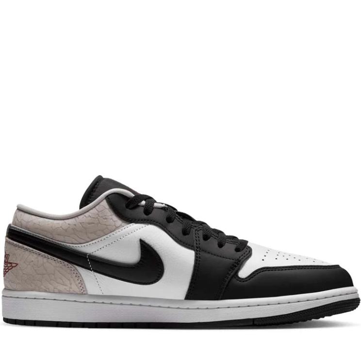 Jordan Black, White  with Textured Grey Heel