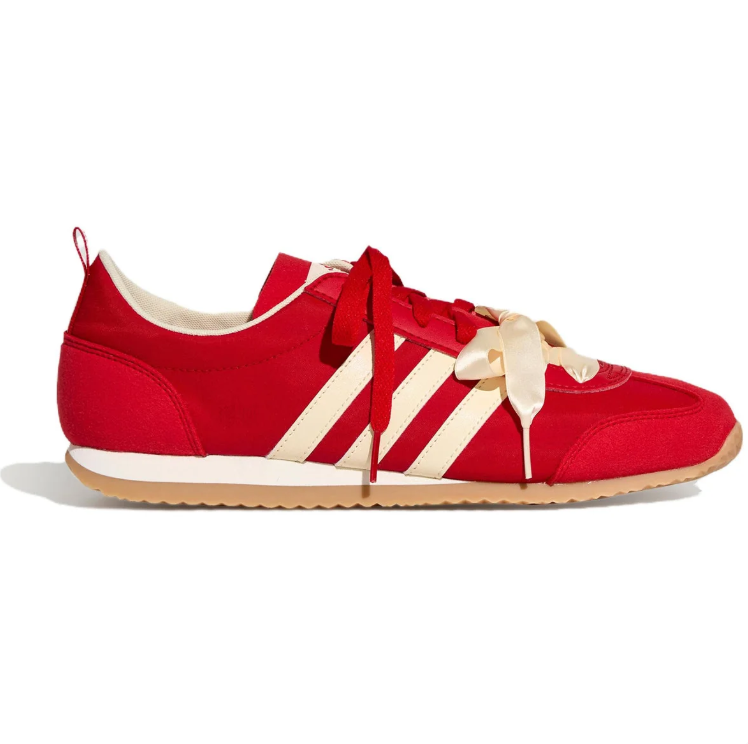 adidas Red & Cream Bow-Lace Low-Top Sneakers with Gum Sole