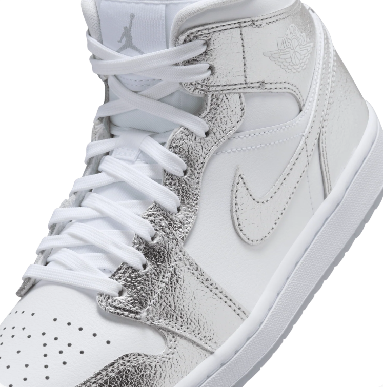 Jordan White & Metallic Silver High-Top Sneakers