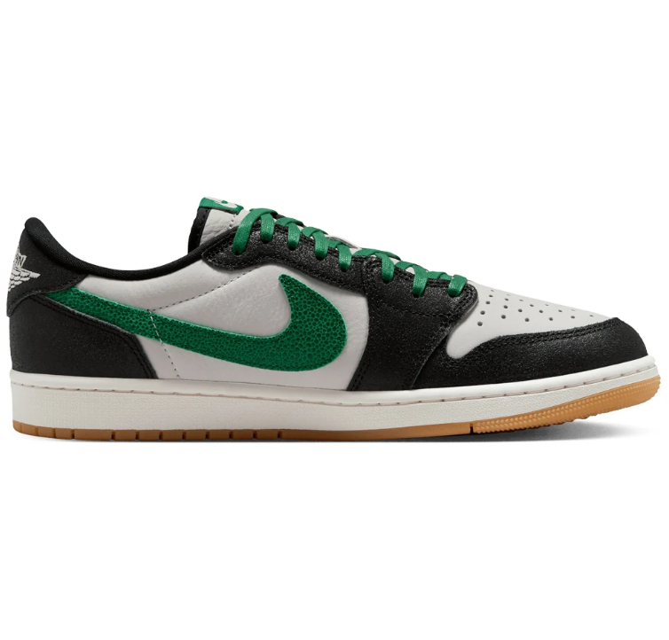 Jordan Black, White & Green Low-Top Sneakers