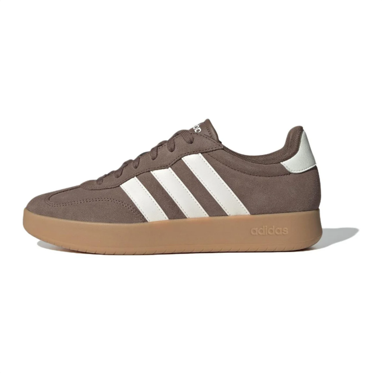 adidas Brown & White Low-Top Sneakers with Gum Sole