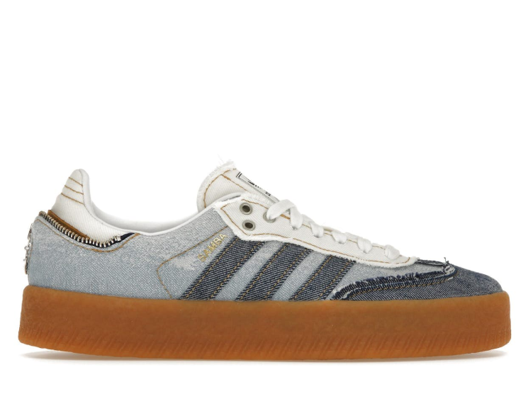adidas  Blue Denim-Look Sneakers with Gum Sole