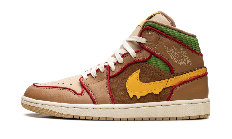 Jordan Brown High-Top Sneakers with Yellow Drip Swoosh