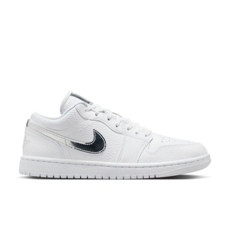 Jordan White & Metallic Silver Low-Top Sneakers