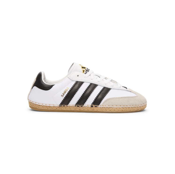 adidas White & Black Low-Top Sneakers with Woven-Look Sole Trim