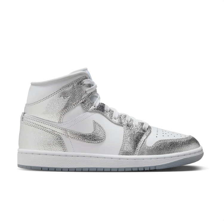 Jordan White & Metallic Silver High-Top Sneakers