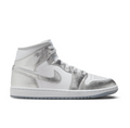 Jordan White & Metallic Silver High-Top Sneakers