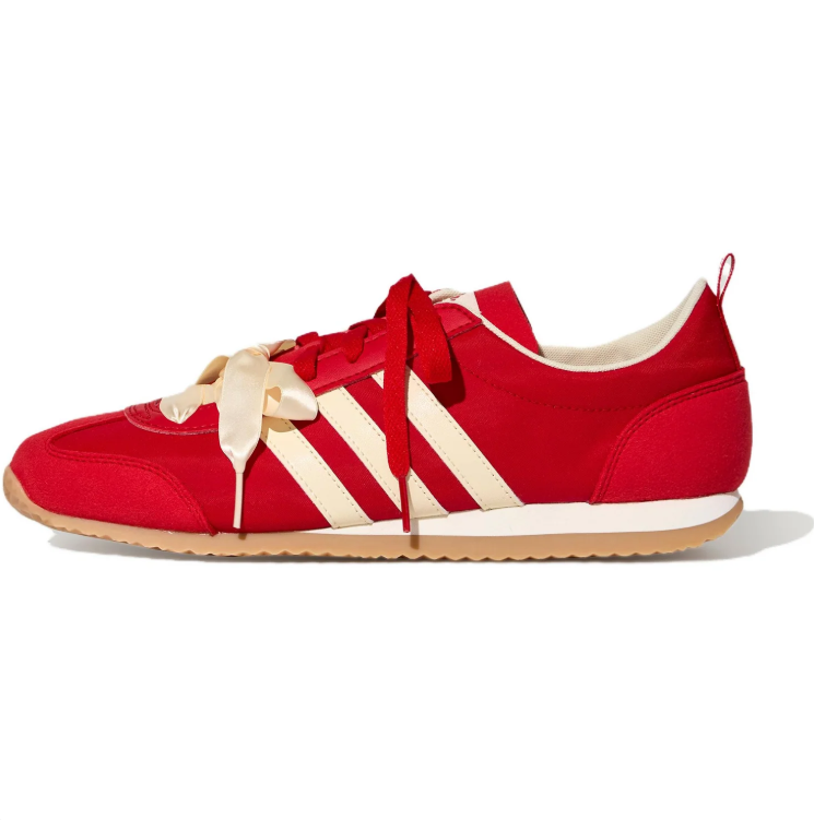 adidas Red & Cream Bow-Lace Low-Top Sneakers with Gum Sole
