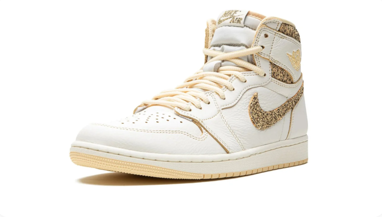 Jordan White & Gold Glitter High-Top Sneakers
