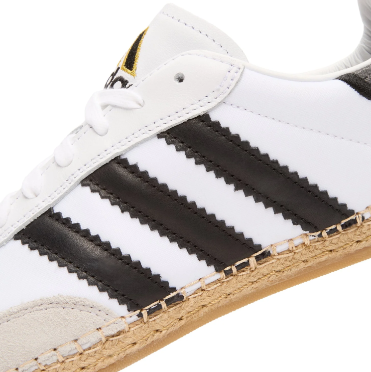 adidas White & Black Low-Top Sneakers with Woven-Look Sole Trim