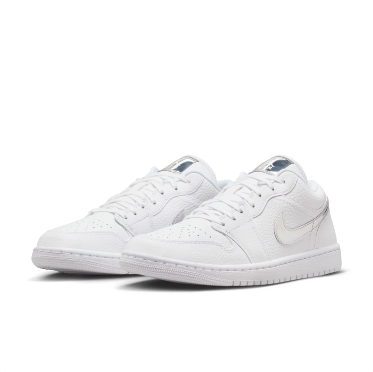 Jordan White & Metallic Silver Low-Top Sneakers