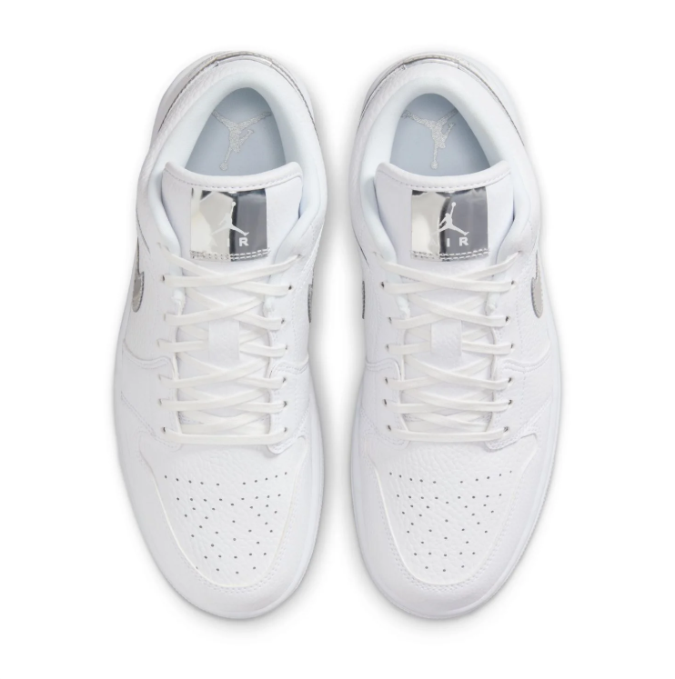 Jordan White & Metallic Silver Low-Top Sneakers