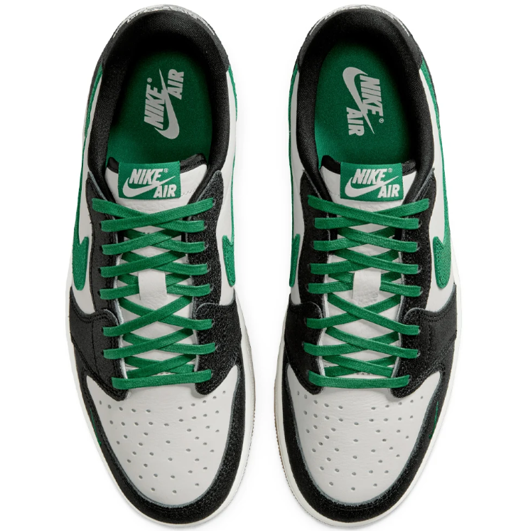 Jordan Black, White & Green Low-Top Sneakers
