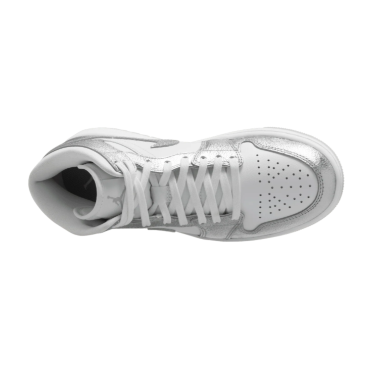 Jordan White & Metallic Silver High-Top Sneakers