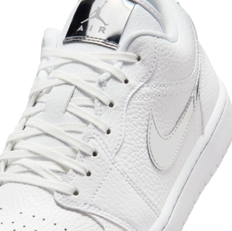 Jordan White & Metallic Silver Low-Top Sneakers