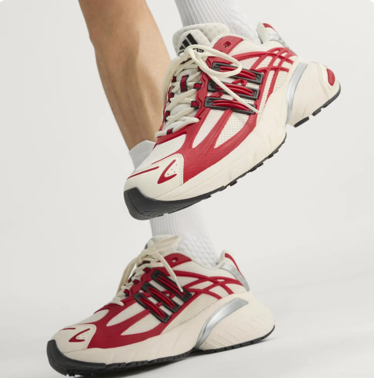 adidas White & Red Chunky Low-Top Sneakers