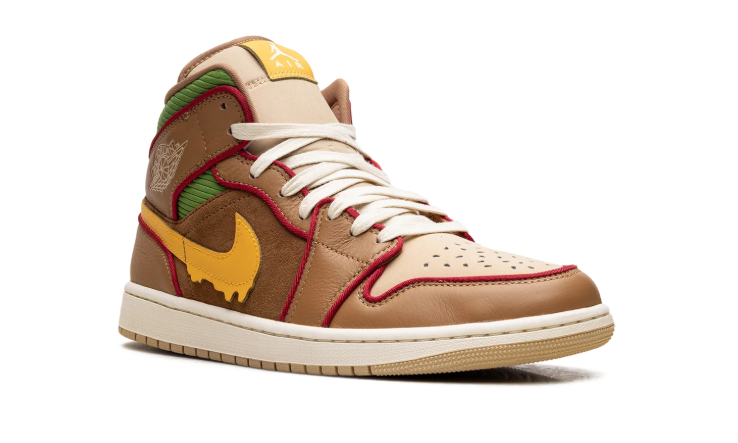 Jordan Brown High-Top Sneakers with Yellow Drip Swoosh