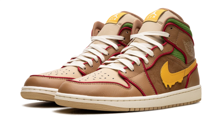 Jordan Brown High-Top Sneakers with Yellow Drip Swoosh