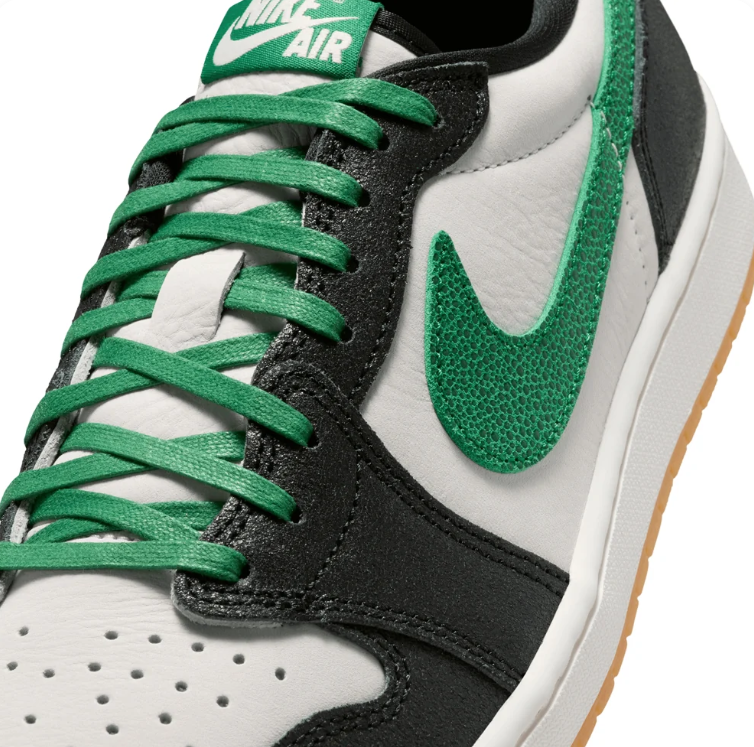 Jordan Black, White & Green Low-Top Sneakers