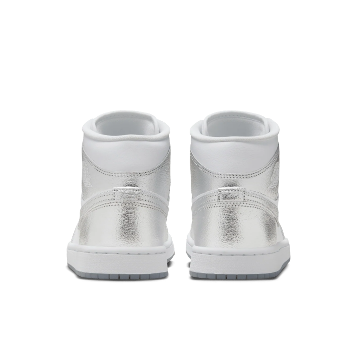 Jordan White & Metallic Silver High-Top Sneakers