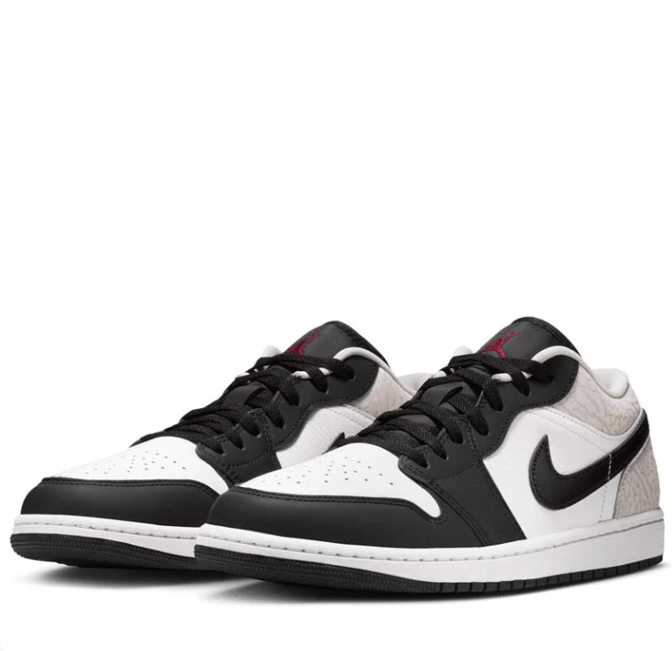 Jordan Black, White  with Textured Grey Heel