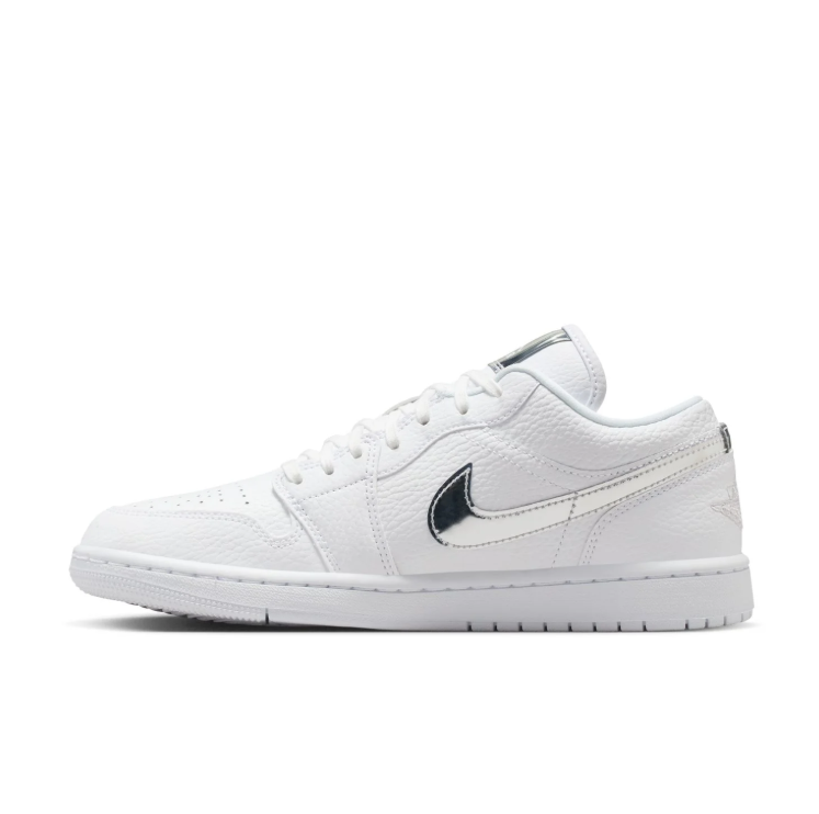 Jordan White & Metallic Silver Low-Top Sneakers