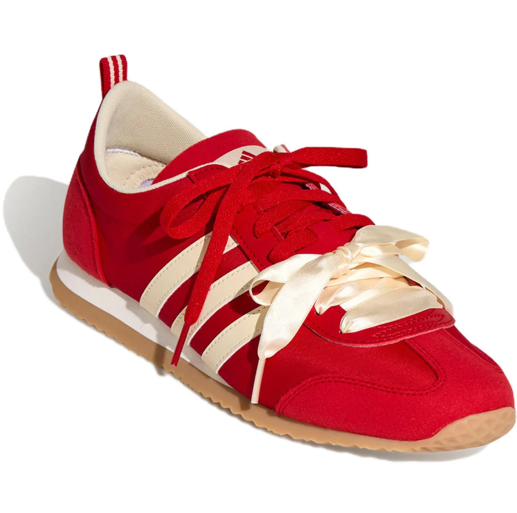 adidas Red & Cream Bow-Lace Low-Top Sneakers with Gum Sole