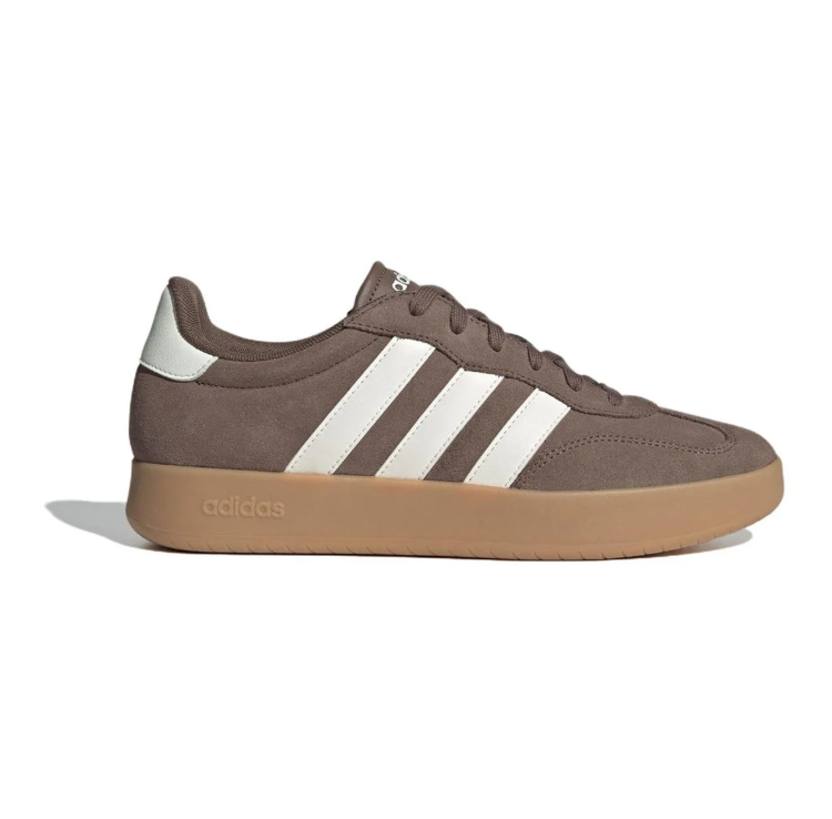 adidas Brown & White Low-Top Sneakers with Gum Sole