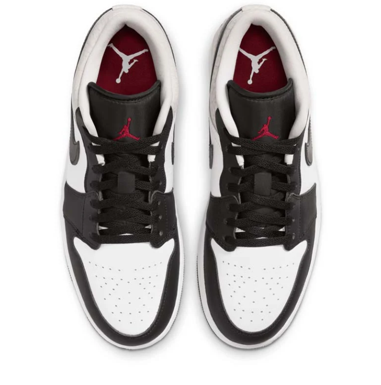 Jordan Black, White  with Textured Grey Heel