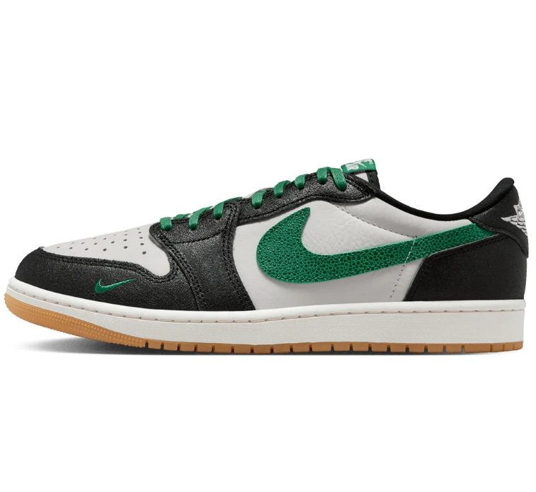 Jordan Black, White & Green Low-Top Sneakers