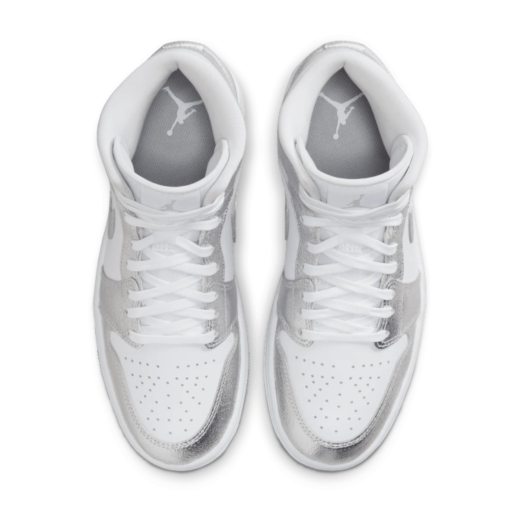 Jordan White & Metallic Silver High-Top Sneakers