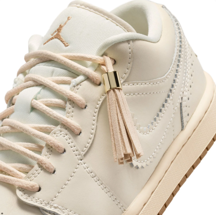 Jordan Cream Low-Top Sneakers with Tassel & Gold-Tone Details