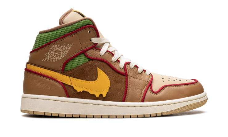 Jordan Brown High-Top Sneakers with Yellow Drip Swoosh
