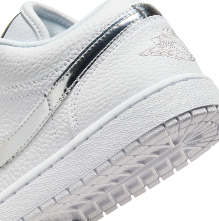 Jordan White & Metallic Silver Low-Top Sneakers