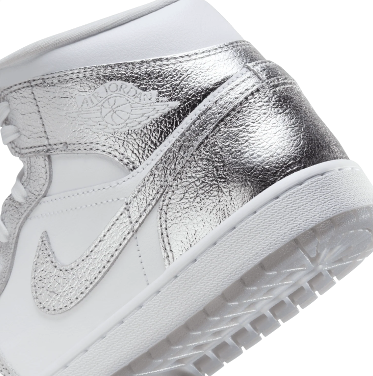 Jordan White & Metallic Silver High-Top Sneakers