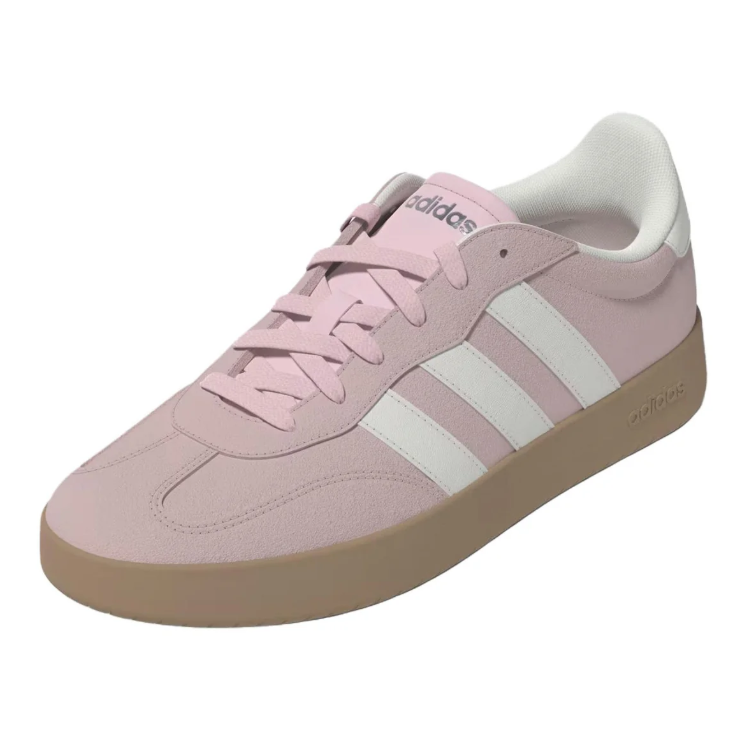 adidas Pale Pink & White Low-Top Sneakers with Gum Sole