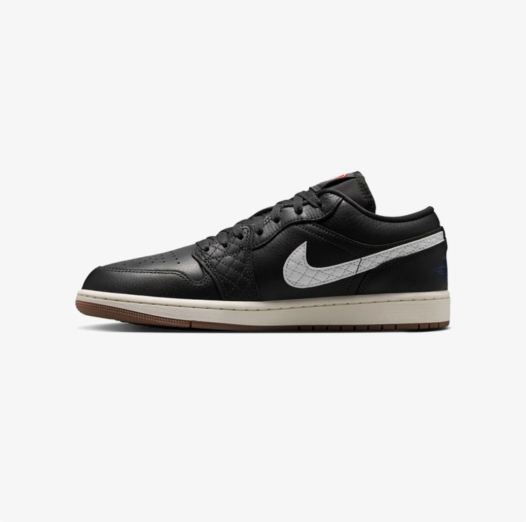 Jordan Black & White Low-Top Sneakers with Quilted Details