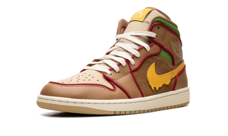 Jordan Brown High-Top Sneakers with Yellow Drip Swoosh