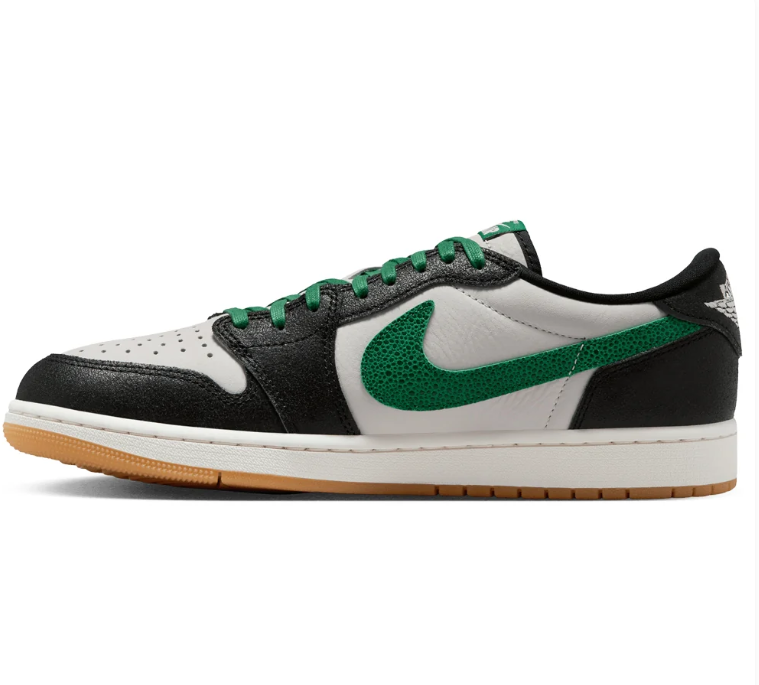 Jordan Black, White & Green Low-Top Sneakers