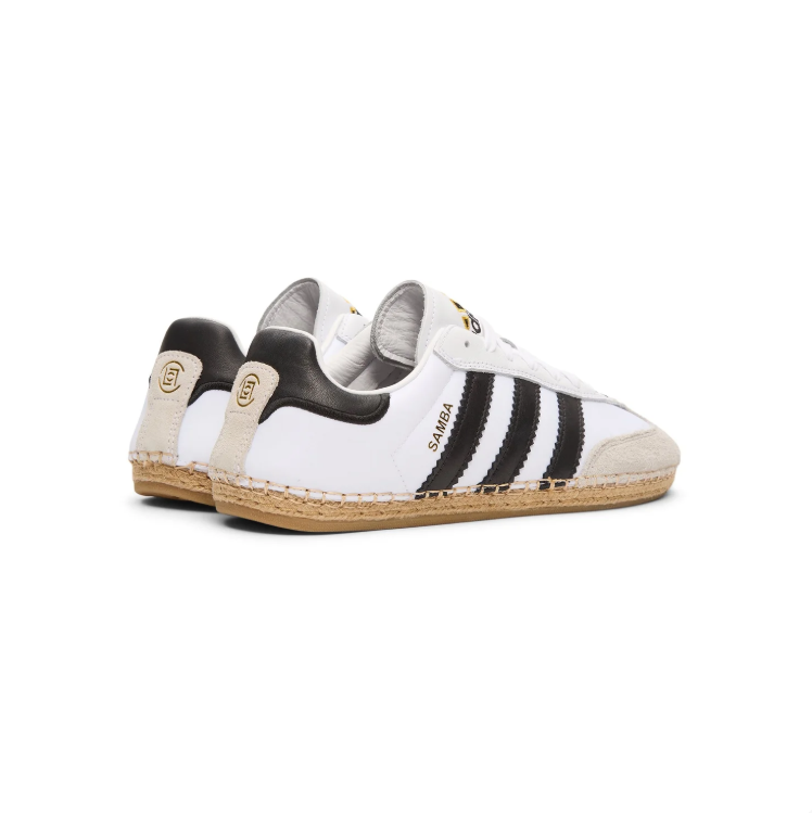 adidas White & Black Low-Top Sneakers with Woven-Look Sole Trim
