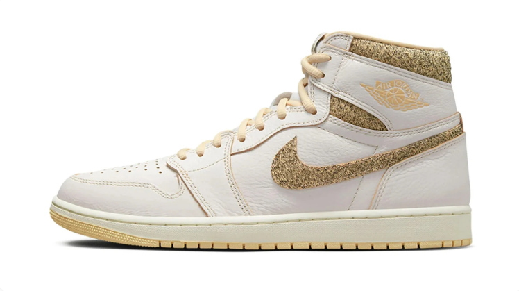 Jordan White & Gold Glitter High-Top Sneakers