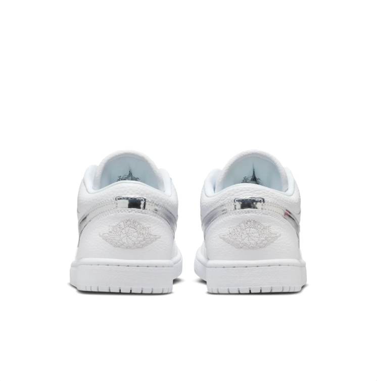 Jordan White & Metallic Silver Low-Top Sneakers