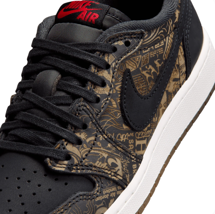 Air Jordan Low-Top Sneakers – Black & Gold Graphic Print