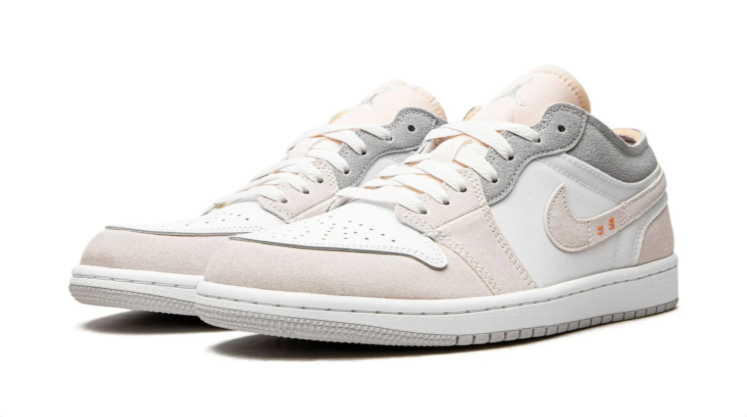 Jordan White, Cream & Grey Low-Top Sneakers