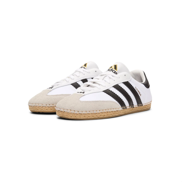 adidas White & Black Low-Top Sneakers with Woven-Look Sole Trim